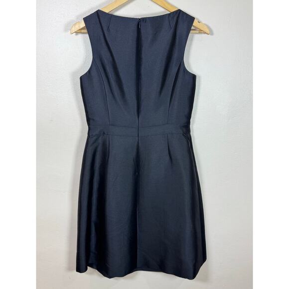 Teri Jon by Rickie Freeman Short Fit & Flare Navy Dress Formal Silk Wool Wedding - Picture 6 of 12